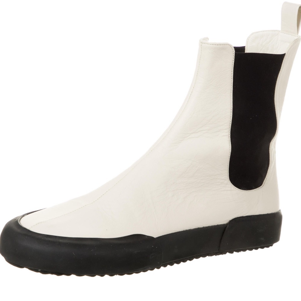 Jil Sander White and Black Ankle Boots